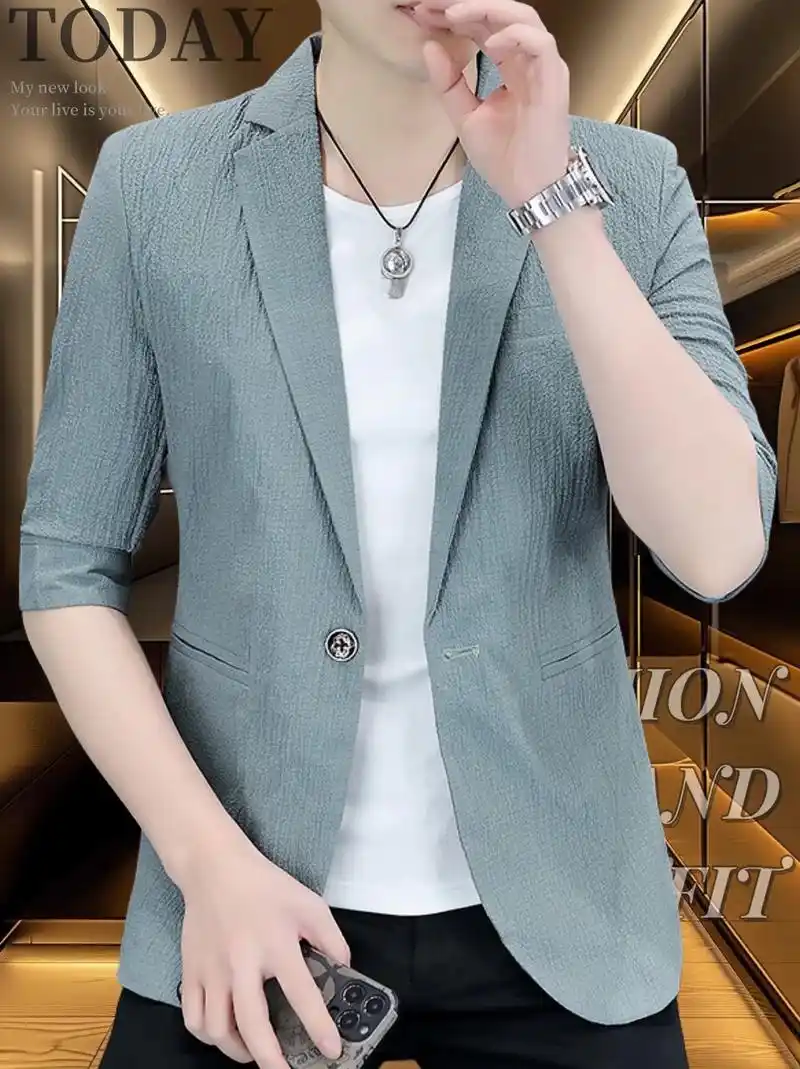 潮流单品  男士中袖小西装外套