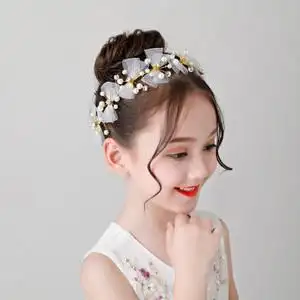 女童头饰演出韩国公主花环小女孩丸子头发夹超仙蝴蝶结儿童发饰潮