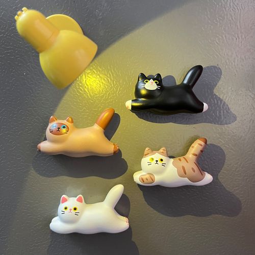 网红创意可爱卡通奔跑的猫咪冰箱贴磁铁树脂 立体diy配件磁贴磁吸