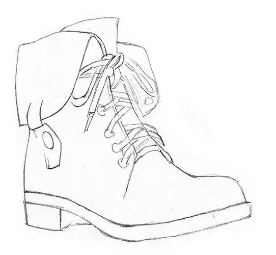 用线条勾勒出马丁靴的大体轮廓.