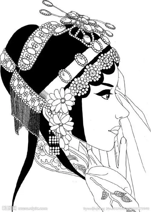 京剧人物线描 手绘素材#艺术绿洲等你来#儿童创意美术超话