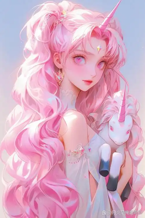 梦幻壁纸06缤纷独角兽公主奇幻色彩少女头像