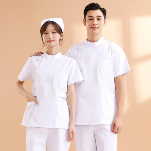 男护士服短袖分体套装一套口腔医生白大褂短款长袖立领工作服