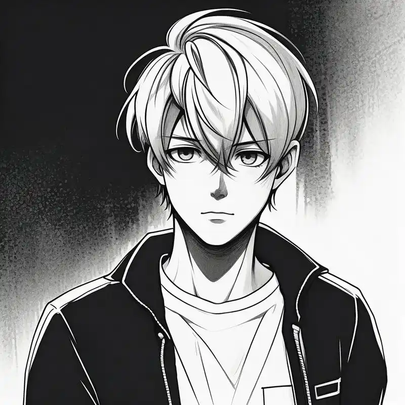 黑白素描动漫男生头像,超帅气99