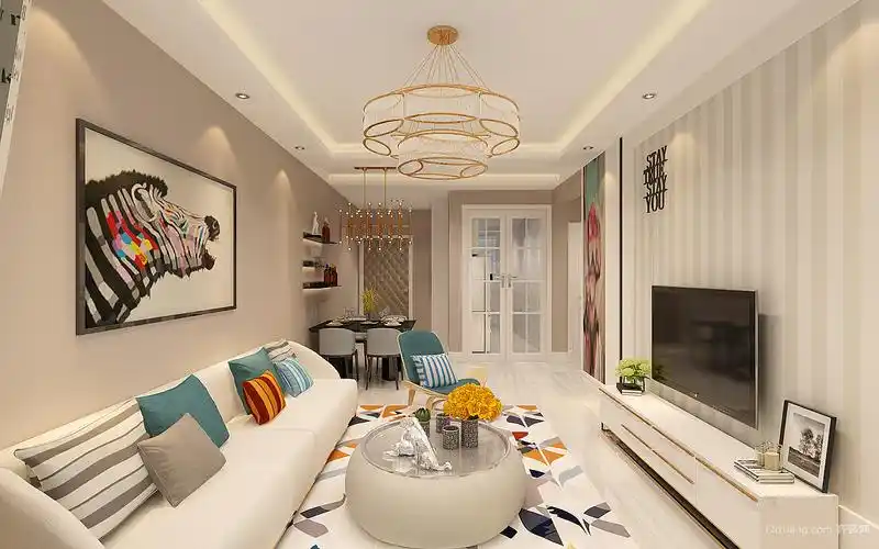 三房二厅二卫客厅混搭风格装修效果图