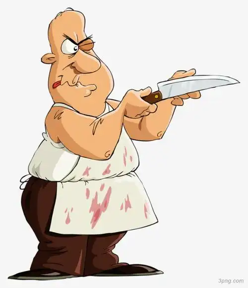 屠夫秃头磨刀png素材透明免抠图片-其他元素