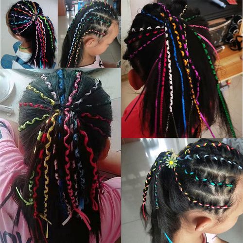 儿童编发彩绳七彩色脏辫发绳女孩辫子彩带扎头辫头绳子丝带头饰品