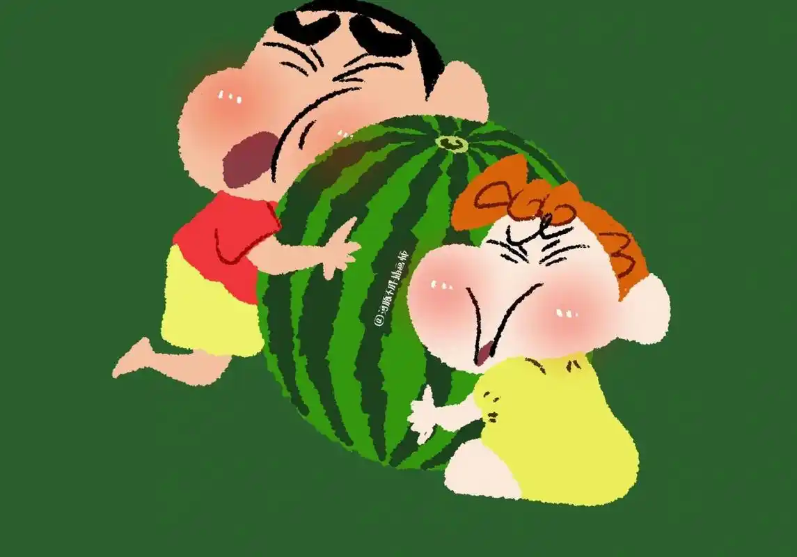 蜡笔小新ipad壁纸 今天实在是太热拉!想跟小新一样抱住大西瓜!