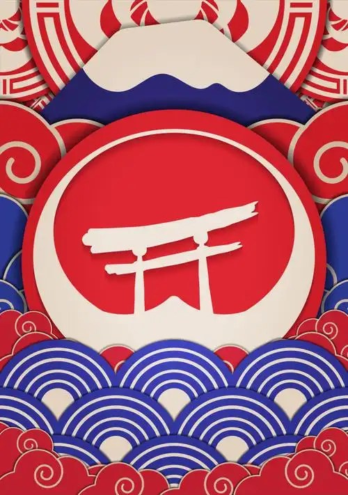 矢量日本元素背景图片素材-日本图案设计矢量背景插画-jpg格式-未来