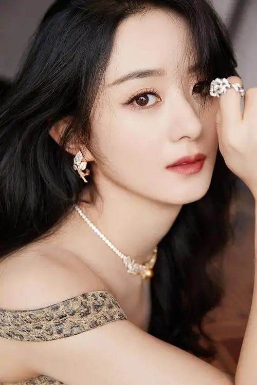 赵丽颖一字肩石纹长裙演绎野性浪漫 大波浪卷发增添慵懒精致氛围