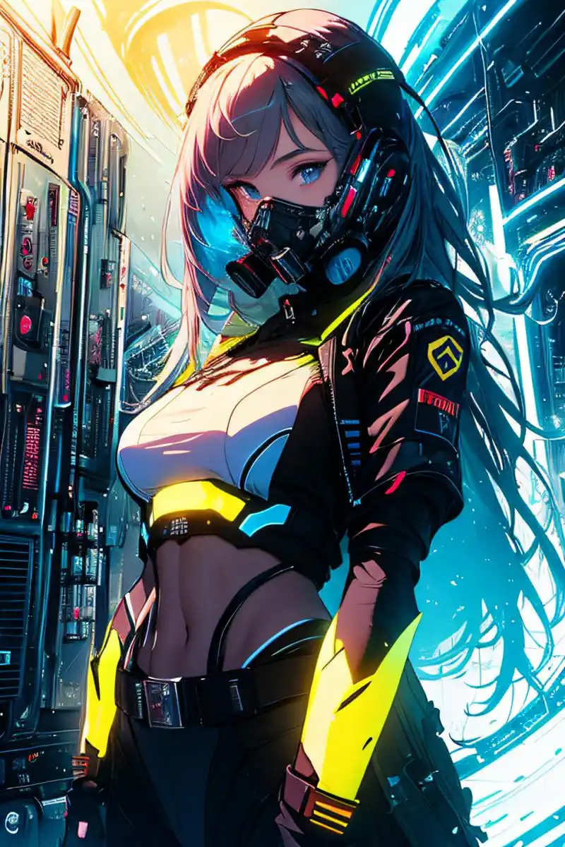 戴上面具,加入战斗.科幻美少女#二次元少女美图