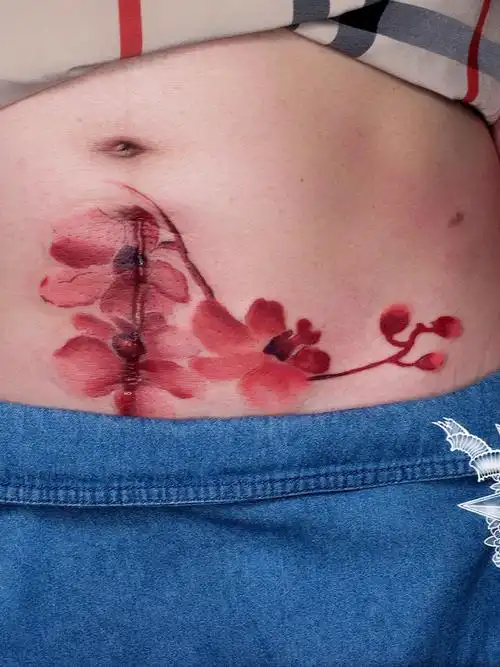 遮盖刨腹产疤痕_纹身图案手稿图片_yz的纹身作品集