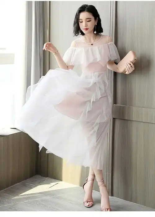 气质网纱连衣裙