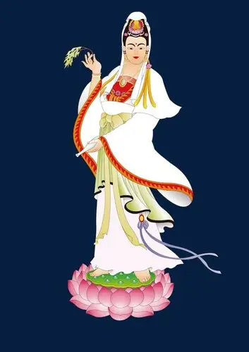 > 站在莲花座上的观音菩萨