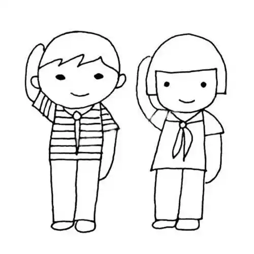 敬礼的少先队员简笔画图片敬礼的少先队员免抠素材下载-正版素材