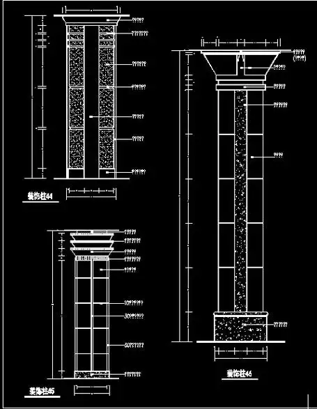 某小区装饰柱cad详细大样施工图纸