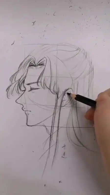 教画古风男生侧脸你会了吗