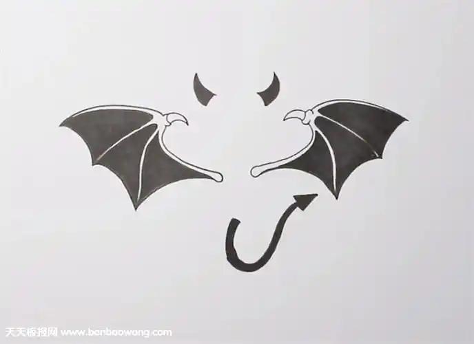 恶魔翅膀简笔画教程