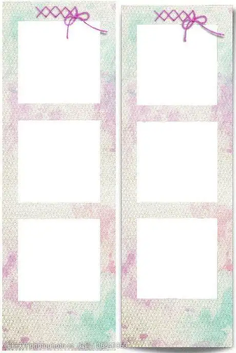 淡雅色调的三格空白画框png素材