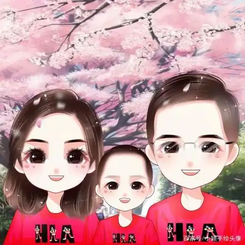 好看的三口,四口,五口之家微信头像,个性手绘头像