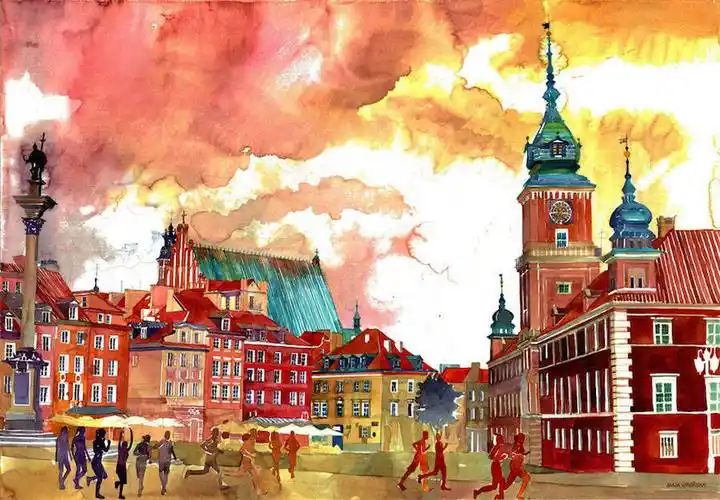 惊艳的色彩majawronska建筑水彩绘画作品欣赏