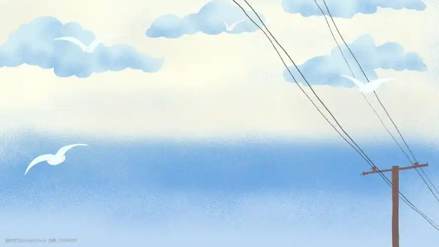 小清新手绘蓝天白云海报背景