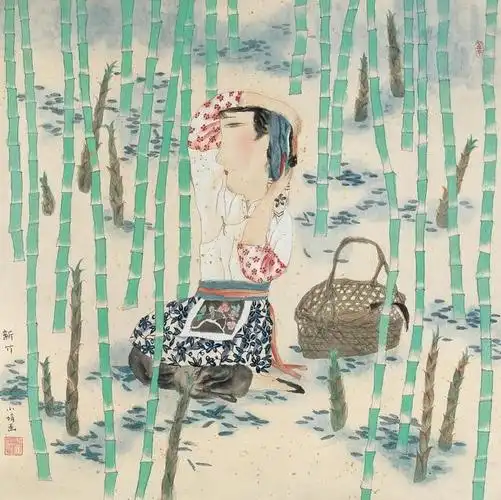 稚拙天真的美江南美女画家马小娟