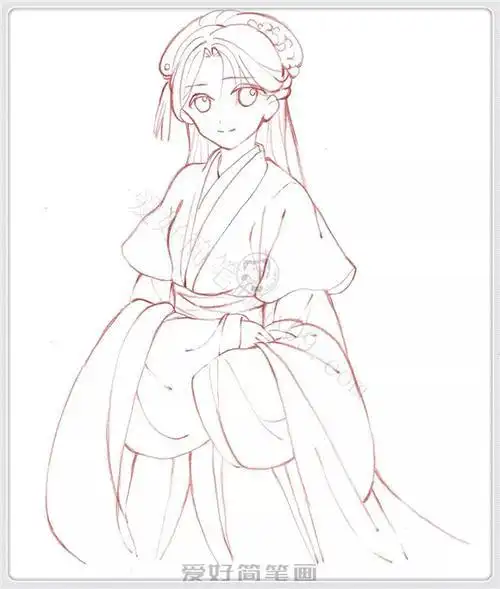一步一步教你画古代美人动漫简笔画2上色