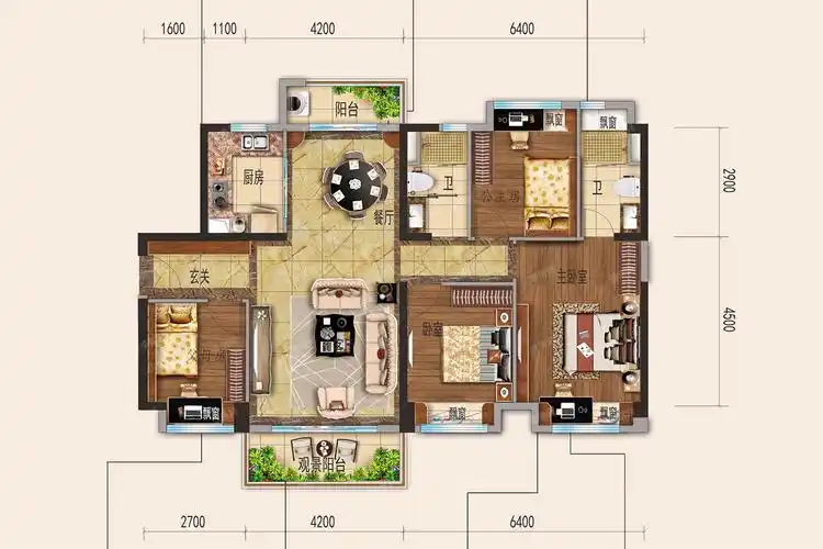 中集碧桂园盛世城邦同堂四房户型户型-中集碧桂园盛世城邦4室2厅2卫约