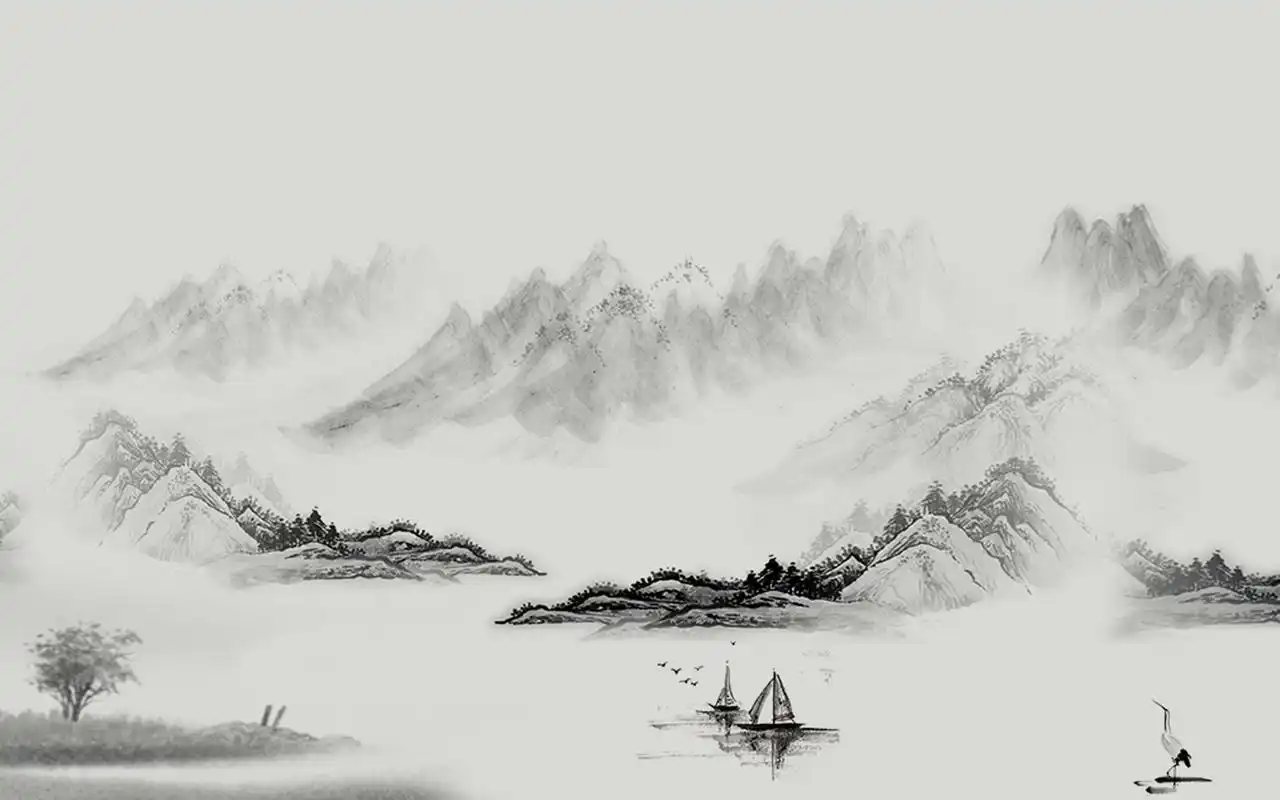 唯美山水水墨画高清桌面壁纸