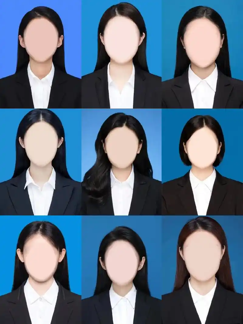 来一组正装黑西装蓝底证件照模板只要你一张正脸就可以实现换个 - 抖