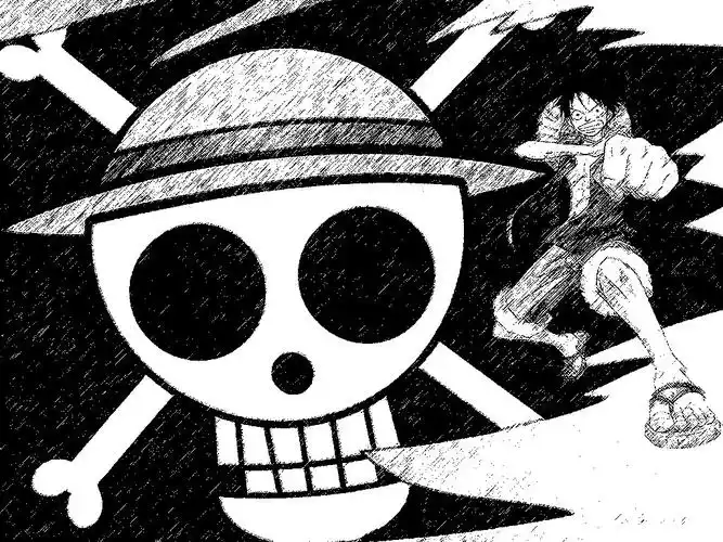 求海贼王 路飞(鲁夫)的黑白画,图,有加分!