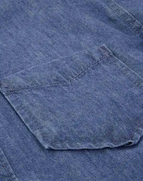 中蓝色纯棉牛仔衬衫