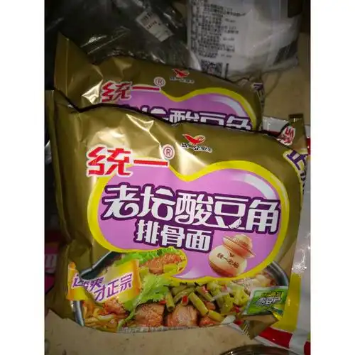 统一酸豆角排骨面20袋方便面110g20袋方便面