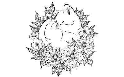 34张猫纹身手稿线条简单图案