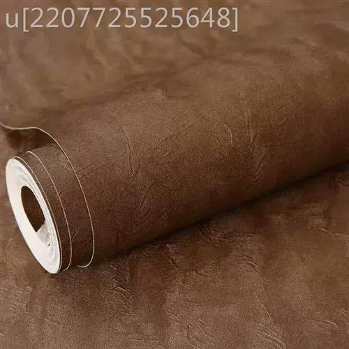 深棕色木纹素色墙纸 客厅书房酒店餐厅茶馆 中式复古褐色防水壁纸