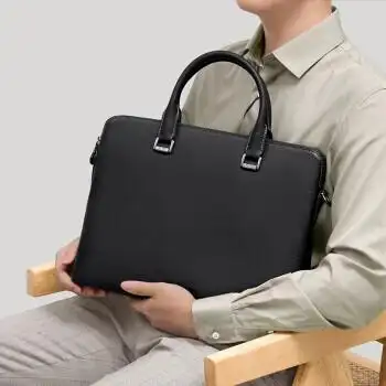 马莎兰缇头层牛皮商务公文包男士大容量手提包时尚横款电脑包男3041元