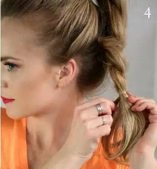 高马尾麻花辫的编法图解 与众不同的马尾辫_发型造型_宝妈时尚生活网