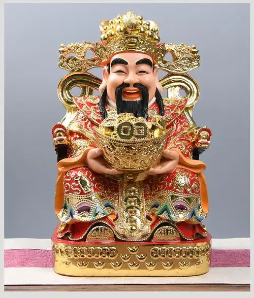财神爷摆件家佛像树脂大号文财神神像佛堂供奉办公室店铺家用12寸高度