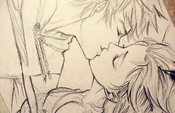 接吻的情侣速写