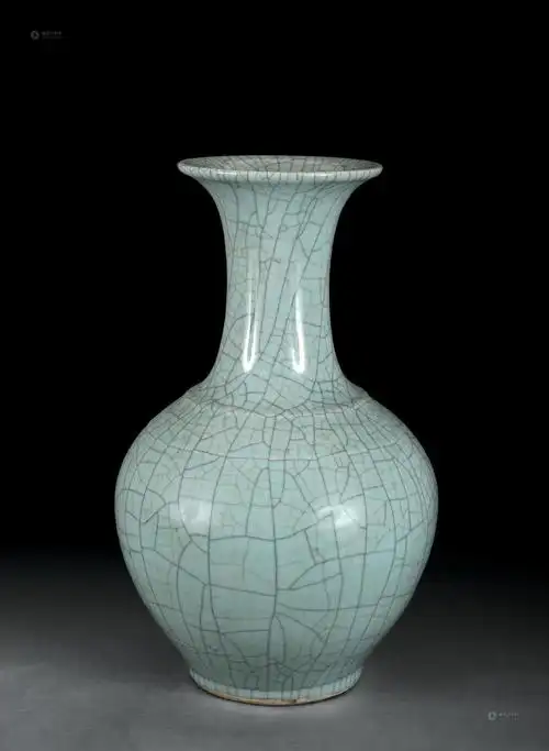 【清 仿官窑撇口瓶】拍卖品_图片_价格_鉴赏_清代单色釉瓷器_雅昌艺术