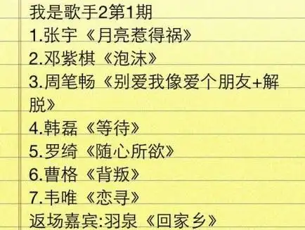 《我是歌手》第二季昨天进行了首场录制,最终首发的名单终于敲定