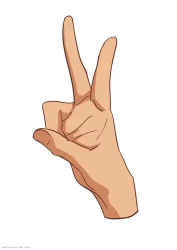 卡通双手比v手势
