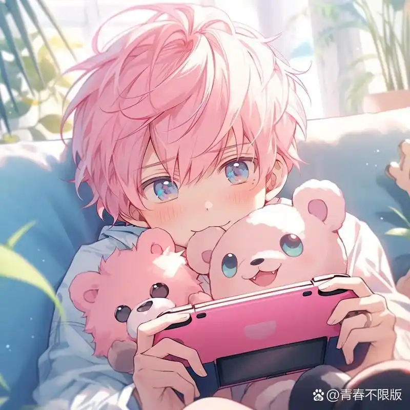 帅气粉毛男生动漫头像93