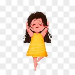 卡通可爱光脚的小女孩免抠素材