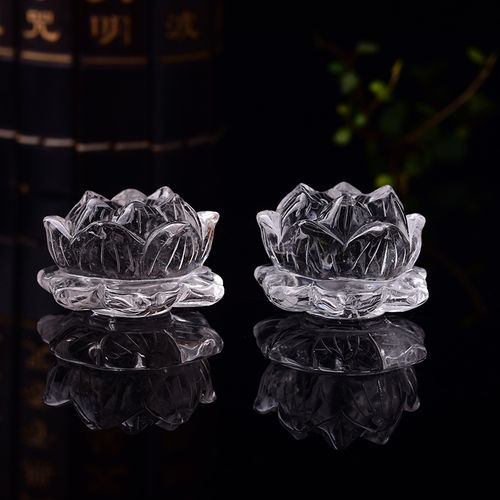 添祥 天然白水晶 莲花摆件  莲花香座 座插   佛教用品  焚香摆件  附