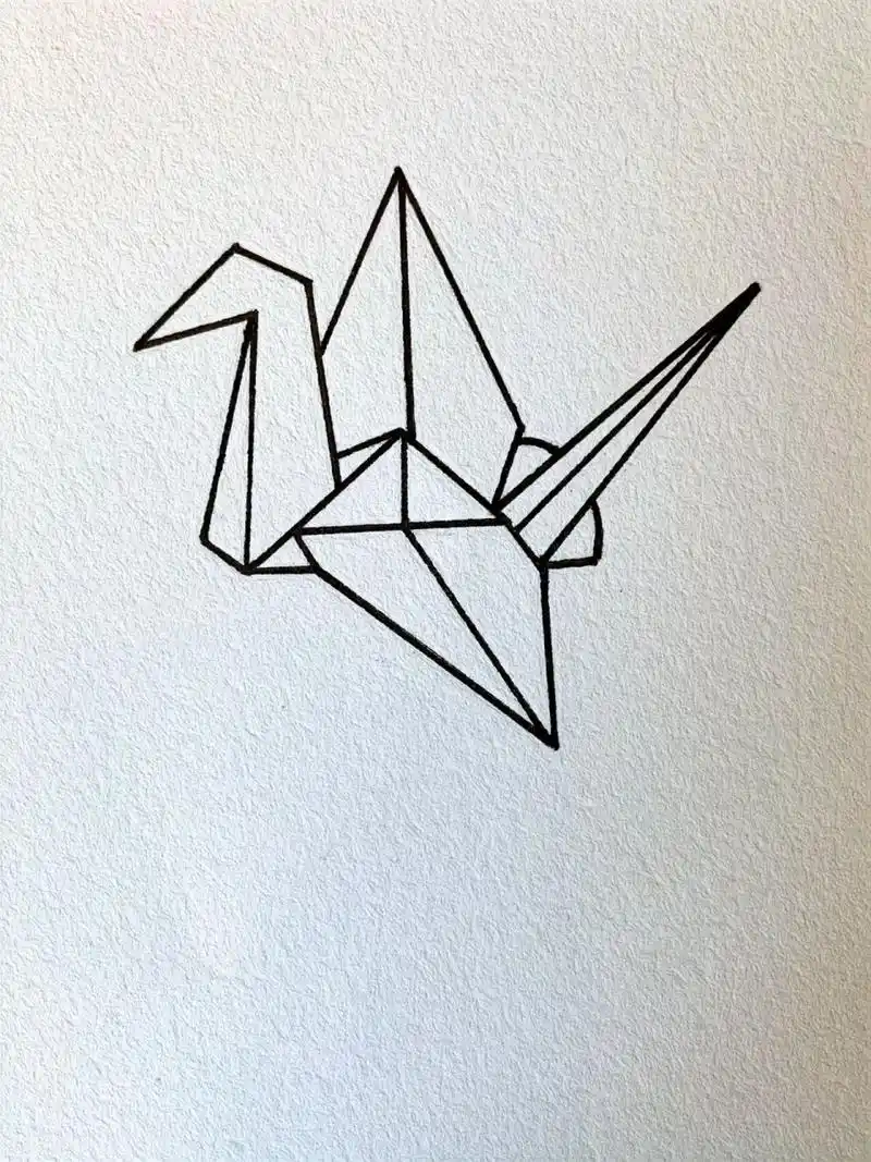 简笔画61插画-千纸鹤风铃     治愈系千纸鹤绘画教程来啦 线稿是