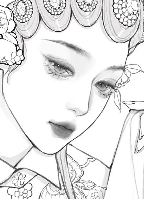 寻找小红书绘画大神  #画画  #线稿  #国风  #国粹  #戏曲  #古典