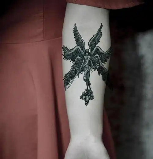 纹身贴六翼天使翅膀纹身贴恶魔天使花臂手臂腰部刺青蝎子男女防水恶魔