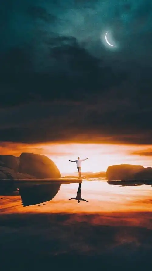 夜晚风景月亮高清图片